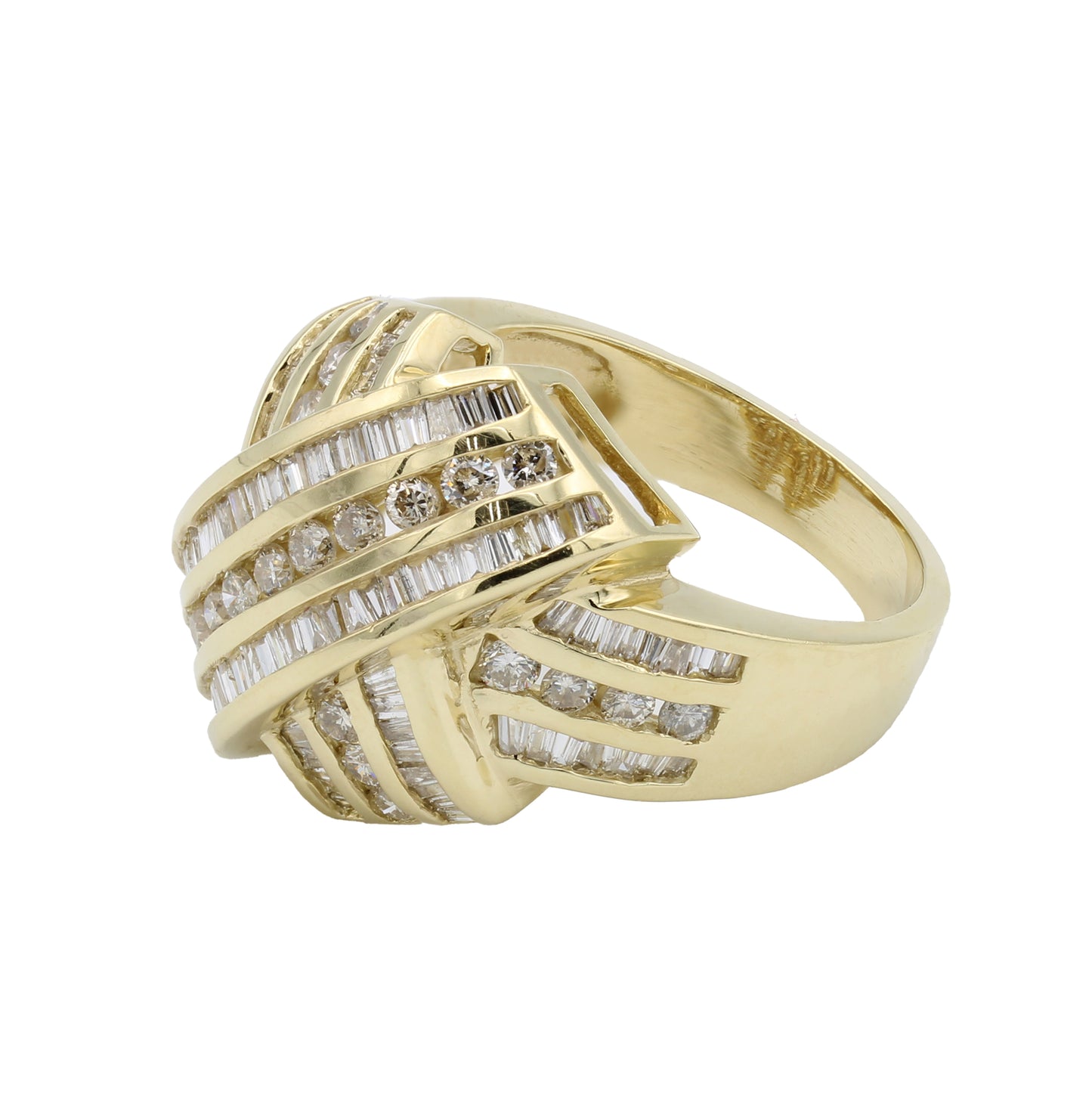 14k Yellow Gold Diamond Criss-Cross Ring - 1.00ct TDW