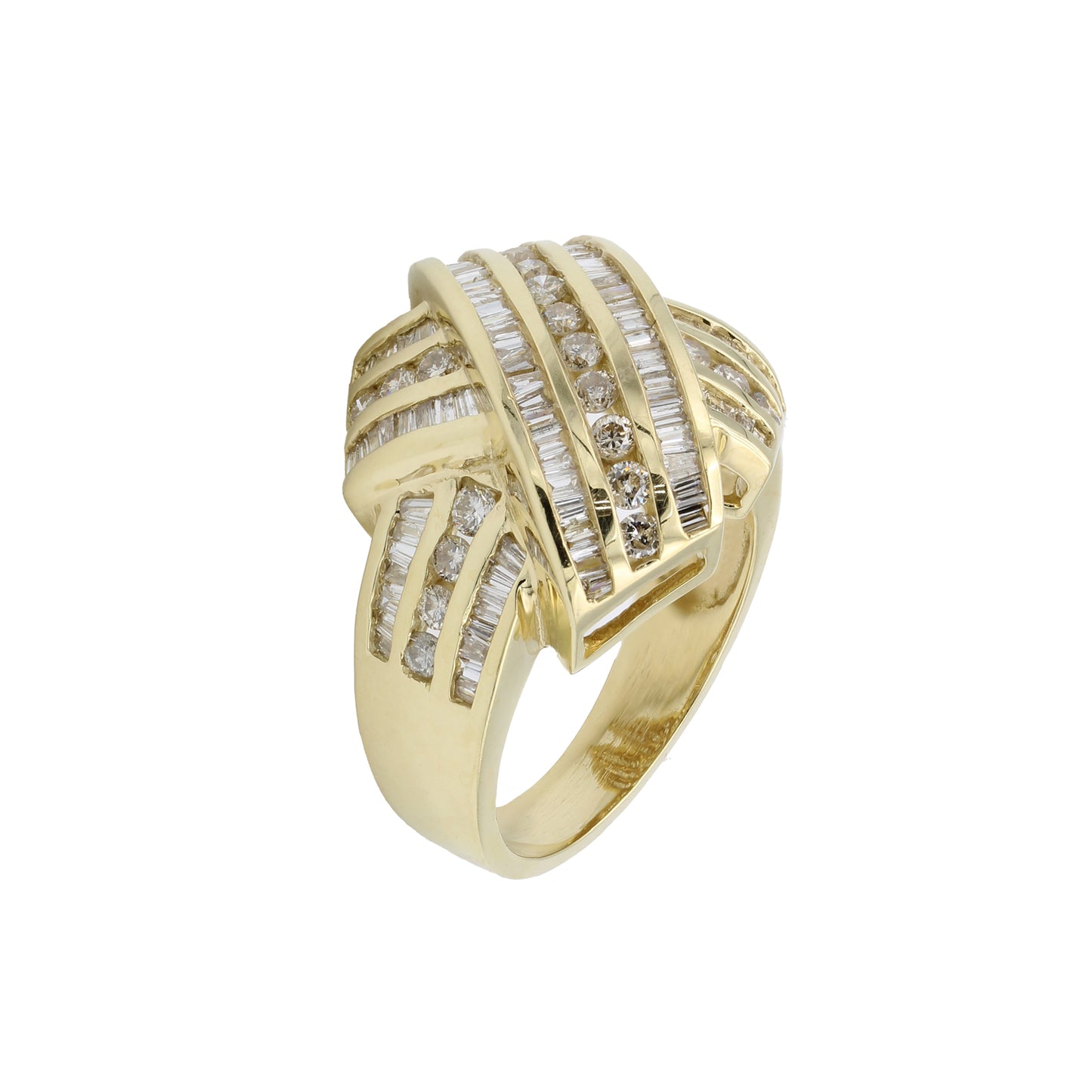 14k Yellow Gold Diamond Criss-Cross Ring - 1.00ct TDW