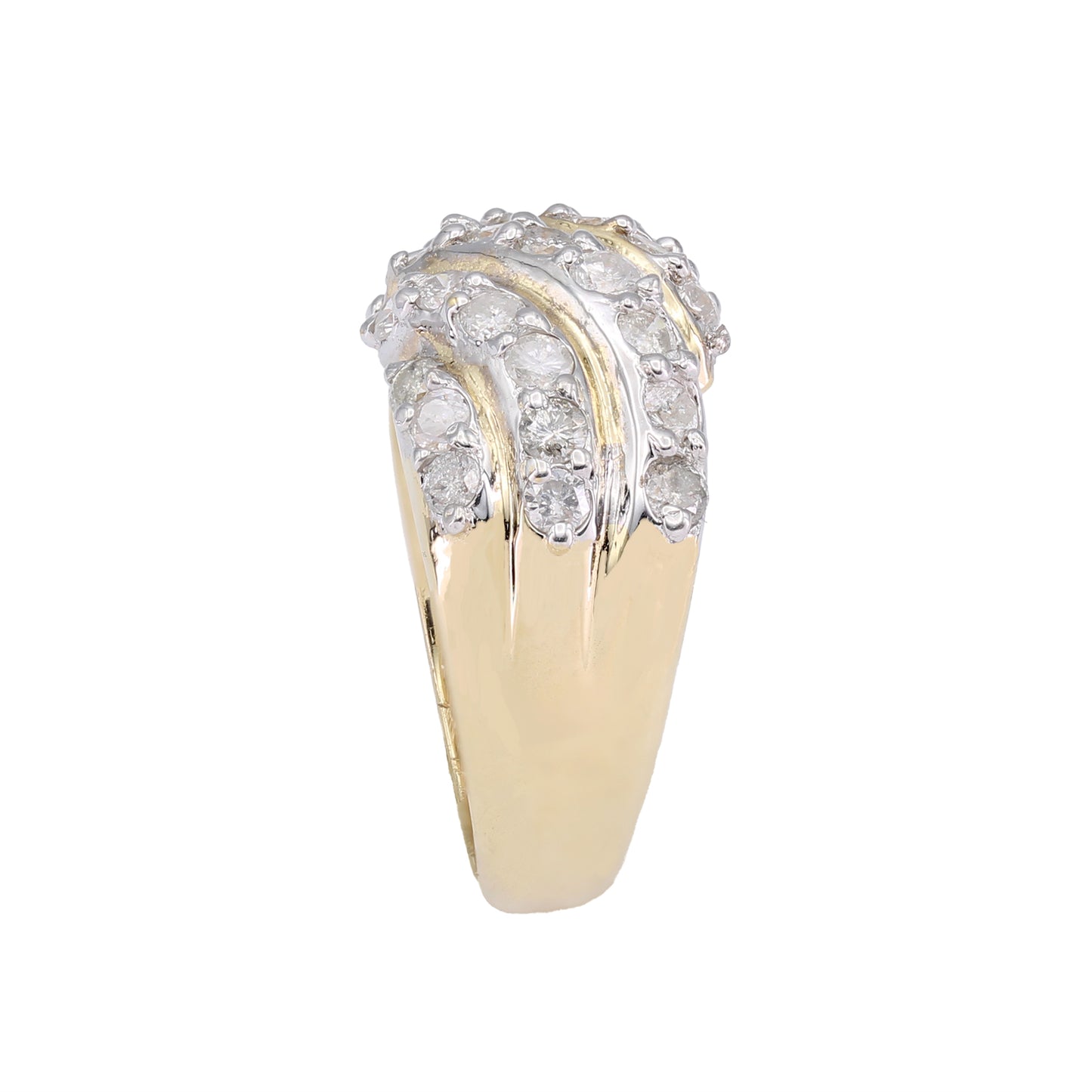 14k Yellow Gold Wavy Dome Diamond Ring - 0.66ct TDW