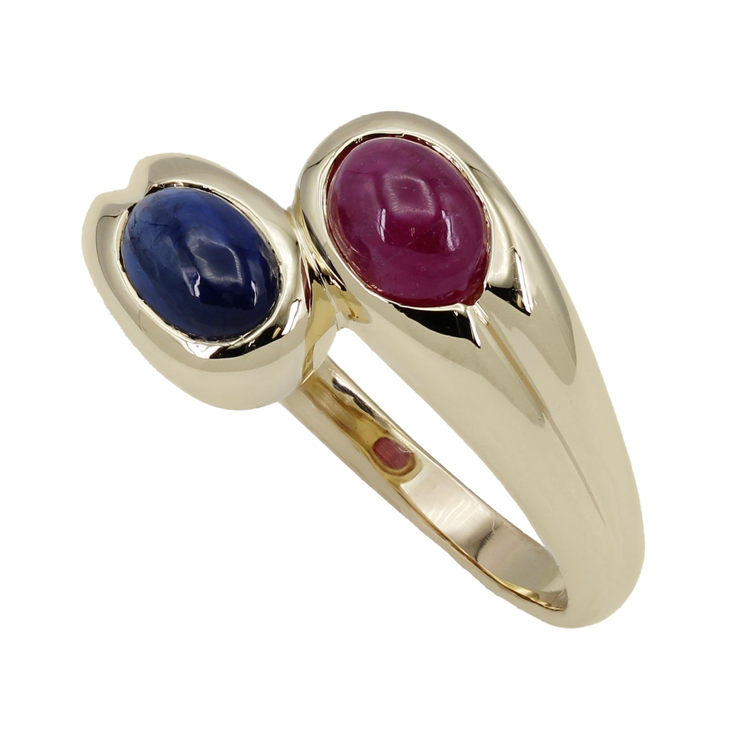 14k Yellow Gold Cabochon Ruby & Sapphire Ring