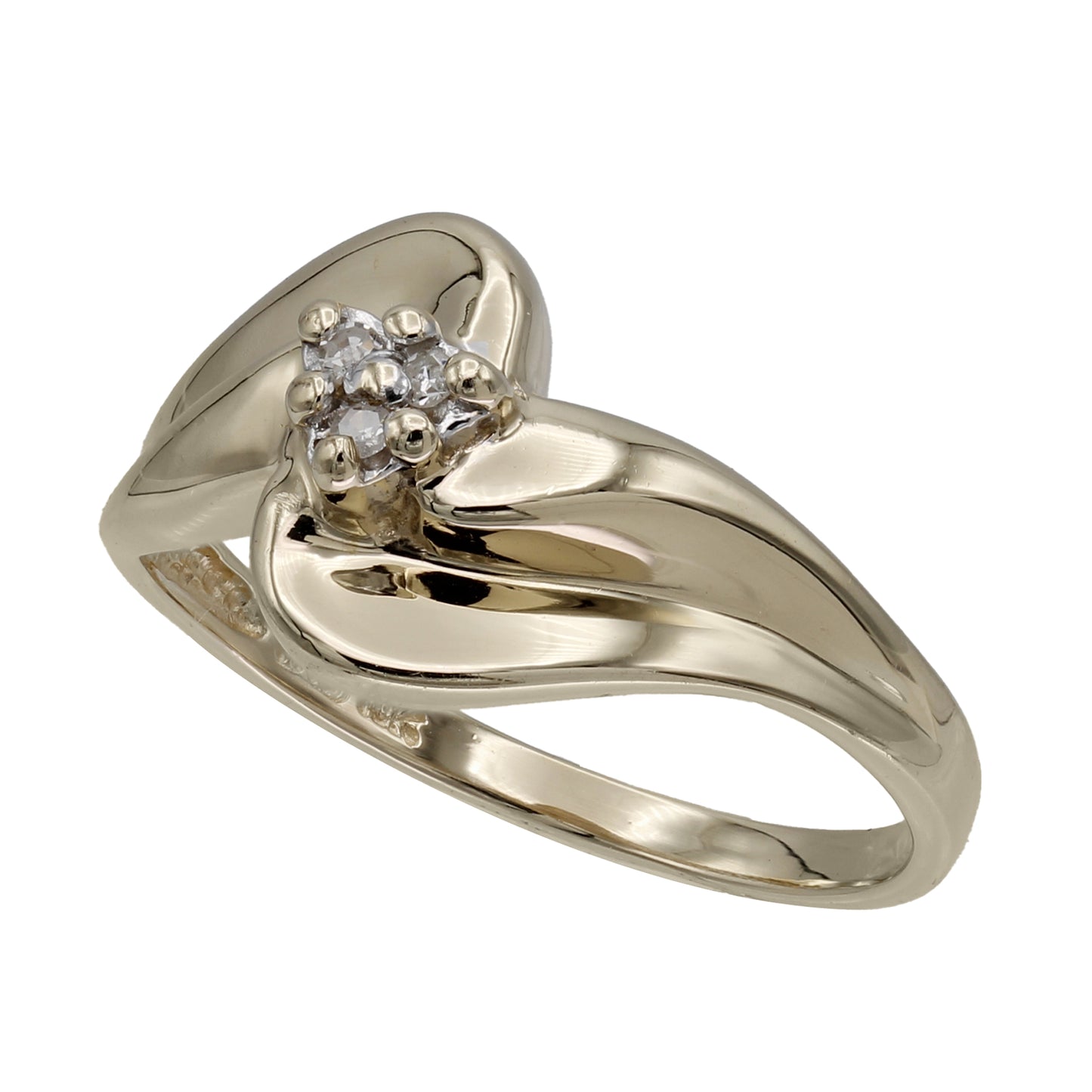 10k Yellow Gold Polished Diamond Cluster Ring - 0.03ct TDW