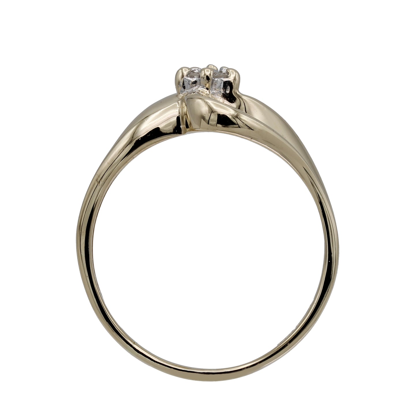 10k Yellow Gold Polished Diamond Cluster Ring - 0.03ct TDW