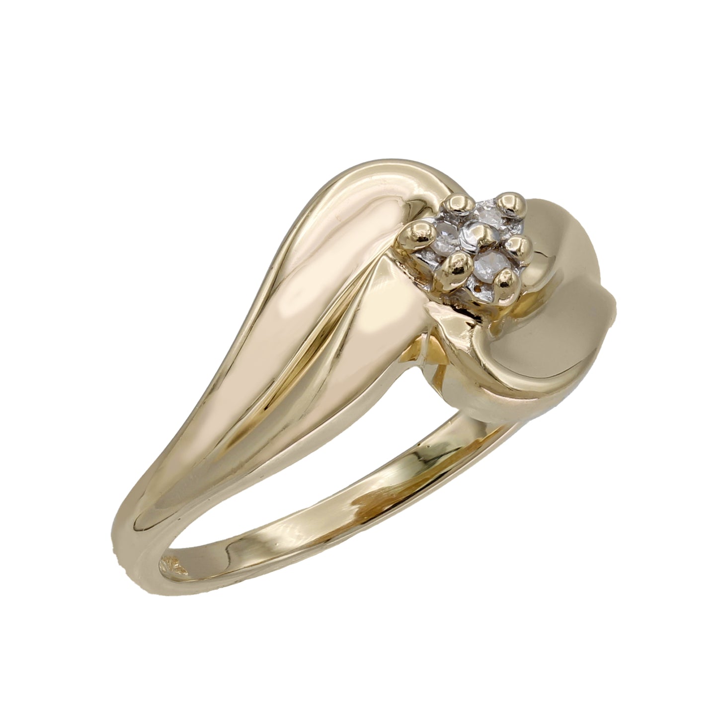 10k Yellow Gold Polished Diamond Cluster Ring - 0.03ct TDW