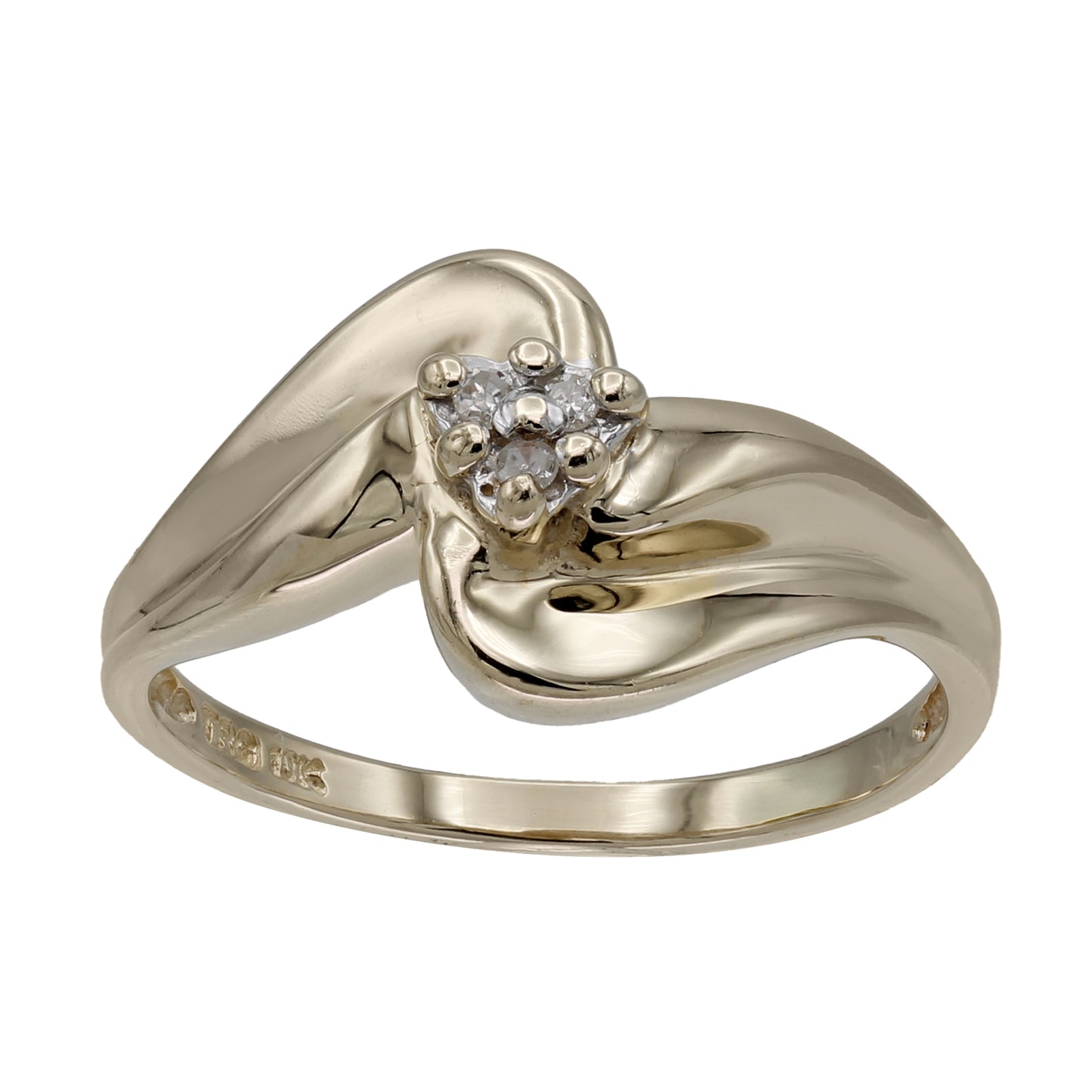 10k Yellow Gold Polished Diamond Cluster Ring - 0.03ct TDW
