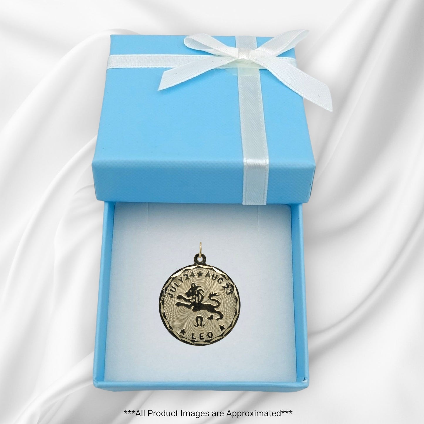 14k Yellow Gold Leo Zodiac Disc Charm - Jul 24 - Aug 23