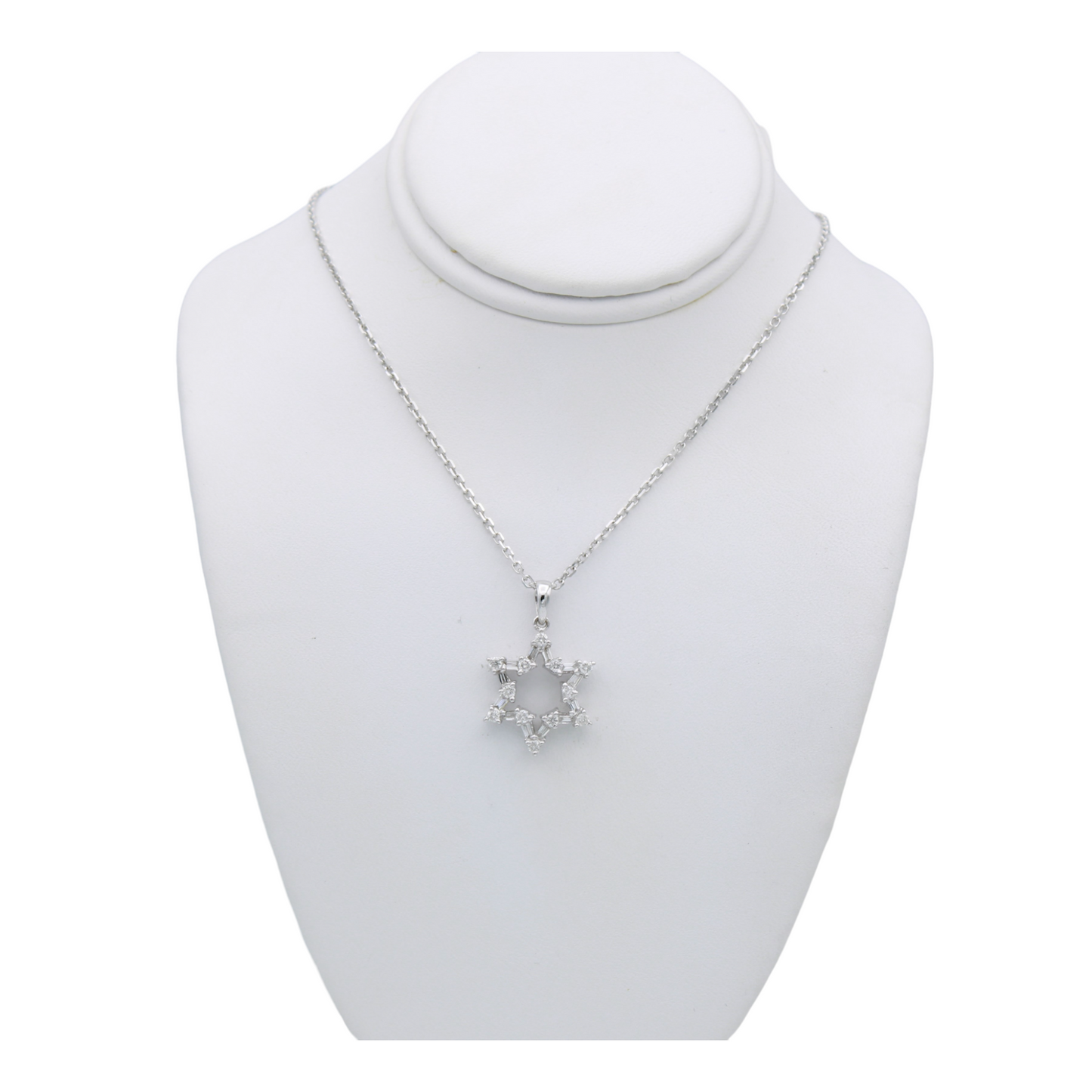 18k White Diamond Star of David Pendant