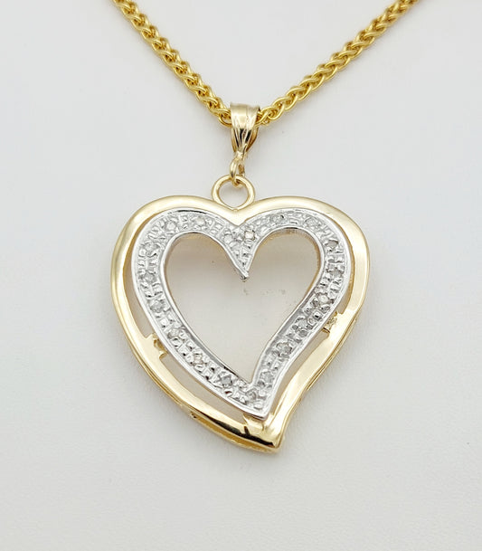 14k Diamond Heart Pendant