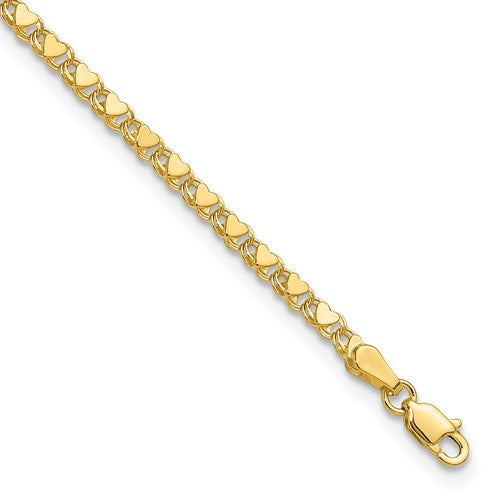 14k Children's Double Sided Heart Bracelet
