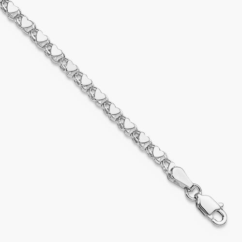 14k White Gold Children's Double Sided Heart Bracelet