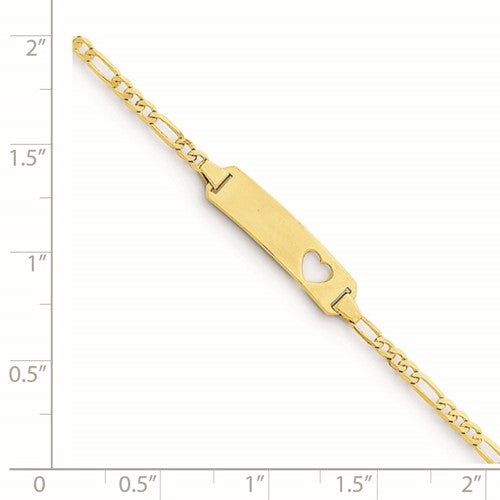 14k Cut-Out Heart Figaro Link Baby ID Bracelet