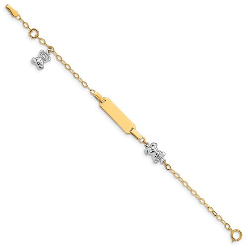 14k Two-Tone Teddy Bear Baby ID Bracelet