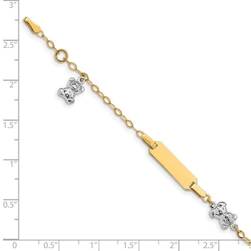 14k Two-Tone Teddy Bear Baby ID Bracelet