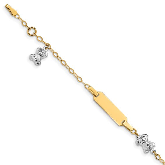 14k Two-Tone Teddy Bear Baby ID Bracelet