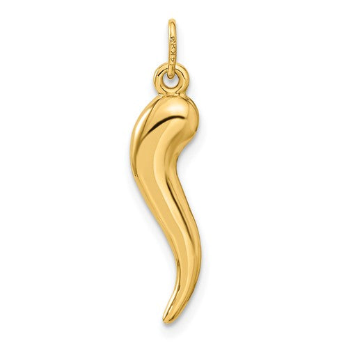 14k Semi-Solid 25 mm Italian Horn Charm