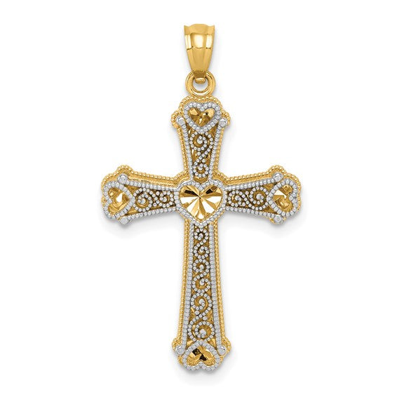 14k Two-Tone Cross Pendant