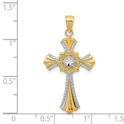 14k Two-Tone Cross Pendant