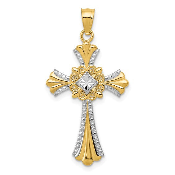 14k Two-Tone Cross Pendant