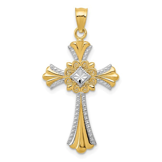 14k Two-Tone Cross Pendant