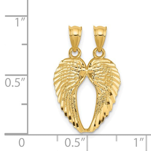 14k Break Apart Angel Wings Charm Pendant