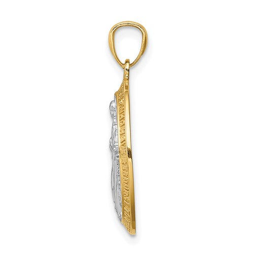 14k Two-Tone Miraculous Medallion 25 x 14 mm
