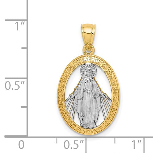 14k Two-Tone Miraculous Medallion 25 x 14 mm