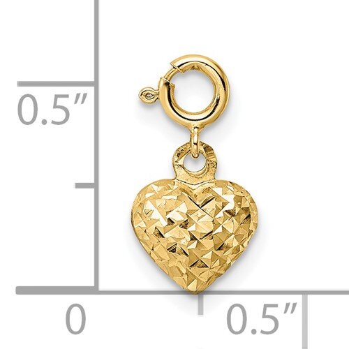 14k Gold Diamond-Cut Heart Charm
