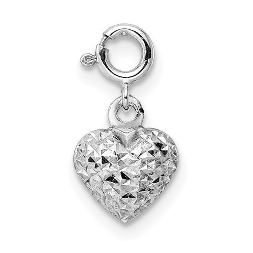 14k Gold Diamond-Cut Heart Charm