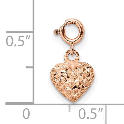 14k Gold Diamond-Cut Heart Charm