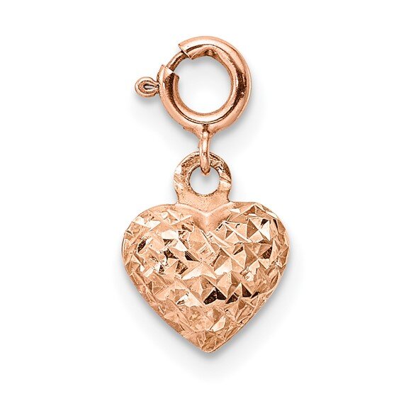 14k Gold Diamond-Cut Heart Charm