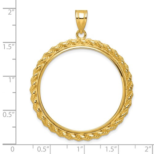 14k Rope Frame Coin Bezel Pendant - 32.7mm