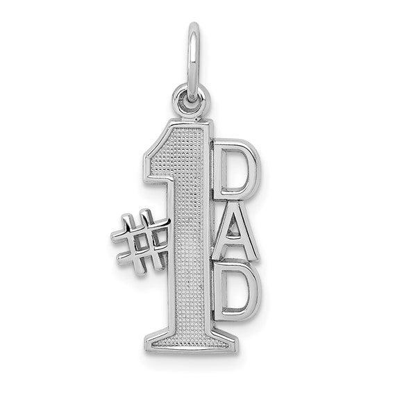 14k White Gold #1 Dad Charm