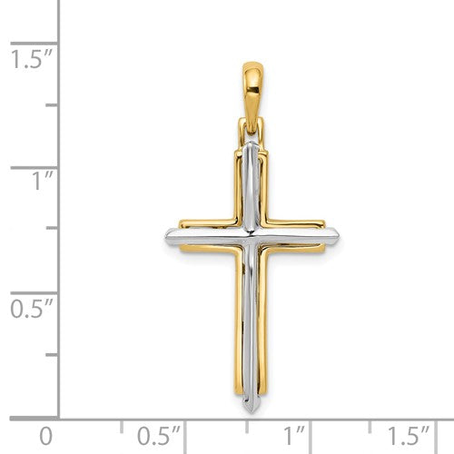 14k Two-Tone Cross Pendant