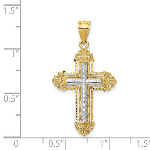 14k Two-Tone Cross Pendant