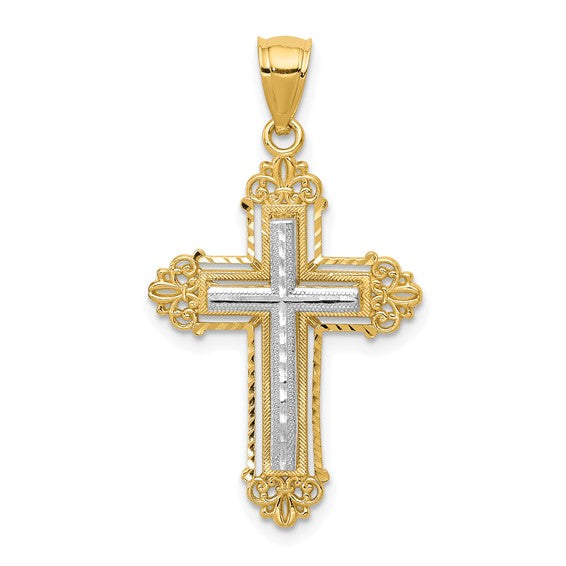 14k Two-Tone Cross Pendant