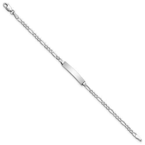 14k White Figaro Link Baby ID Bracelet 2.25 mm