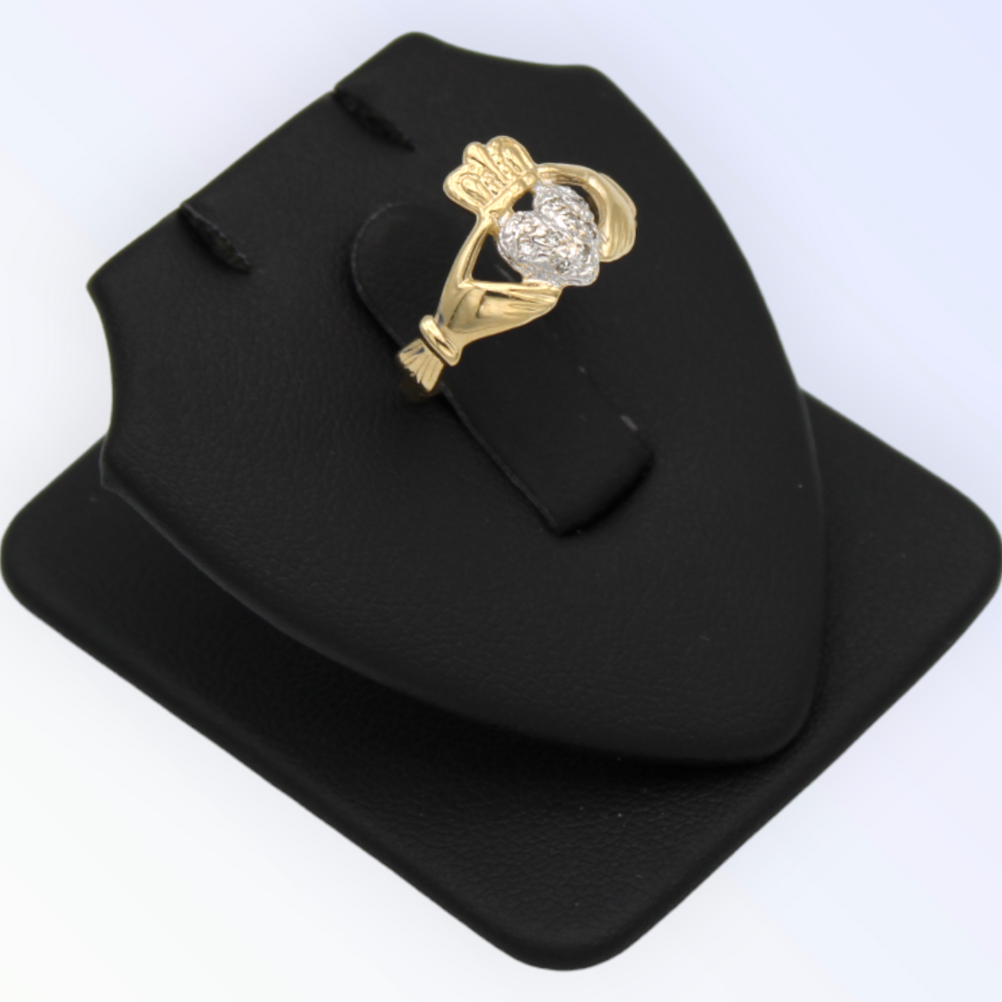 14k Two-Tone Diamond Claddagh Ring