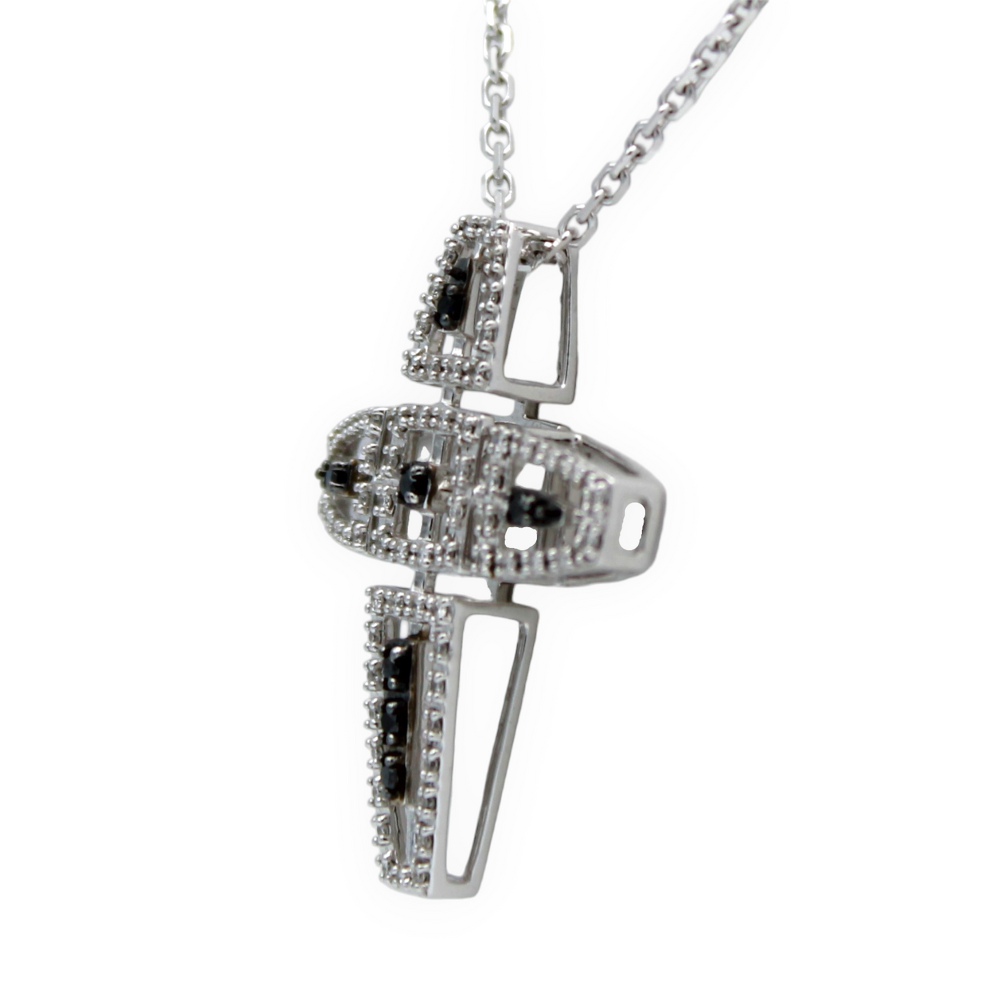 14k White Diamond Cross Pendant