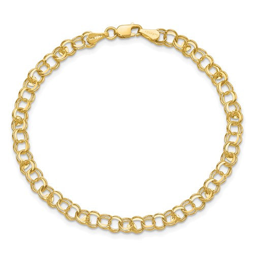 14k Double Link Hearts Charm Bracelet