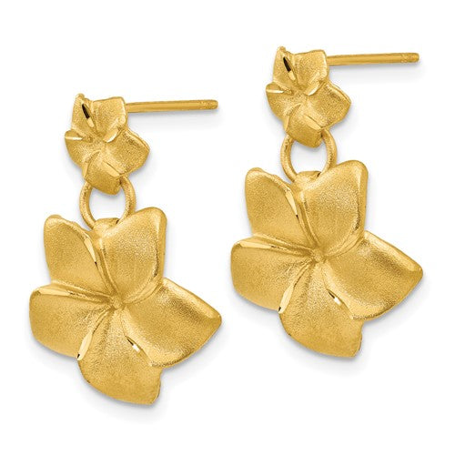 14k Plumeria Dangle Post Earrings