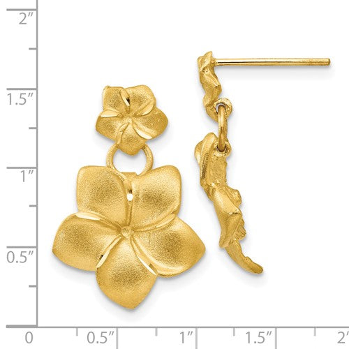 14k Plumeria Dangle Post Earrings