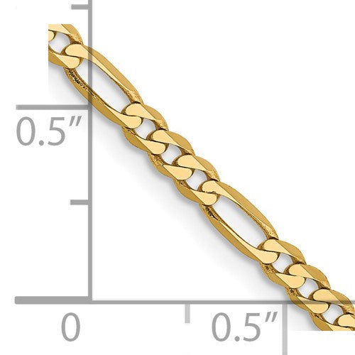 14k Flat Figaro Chain - 2.75 mm