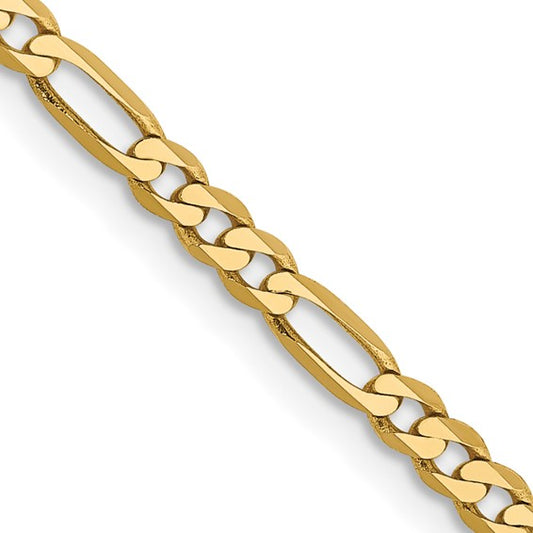 14k Flat Figaro Chain - 2.75 mm