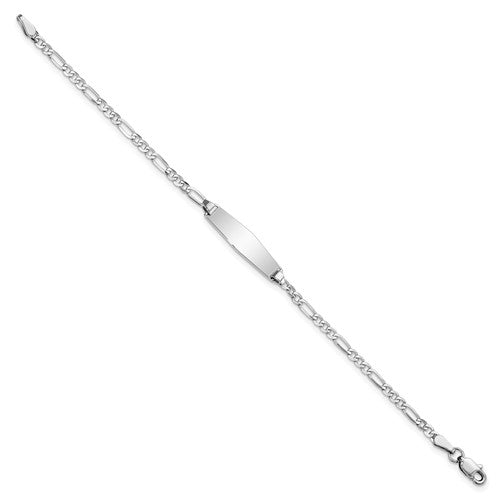 14k White Figaro Link Baby ID Bracelet 2.50 mm