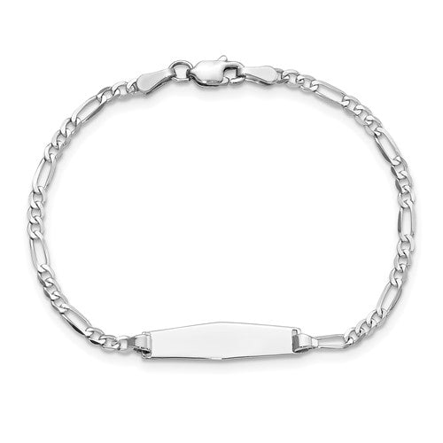 14k White Figaro Link Baby ID Bracelet 2.50 mm