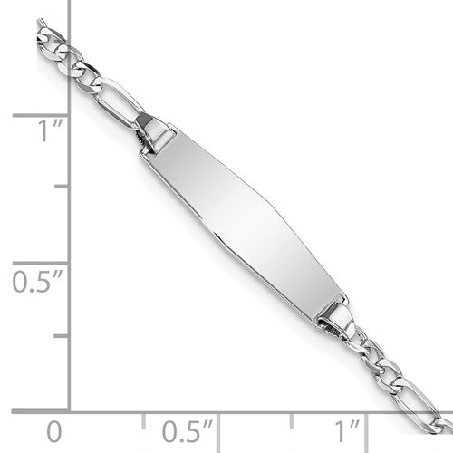 14k White Figaro Link Baby ID Bracelet 2.50 mm