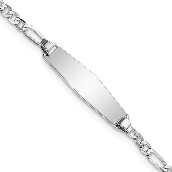 14k White Figaro Link Baby ID Bracelet 2.50 mm
