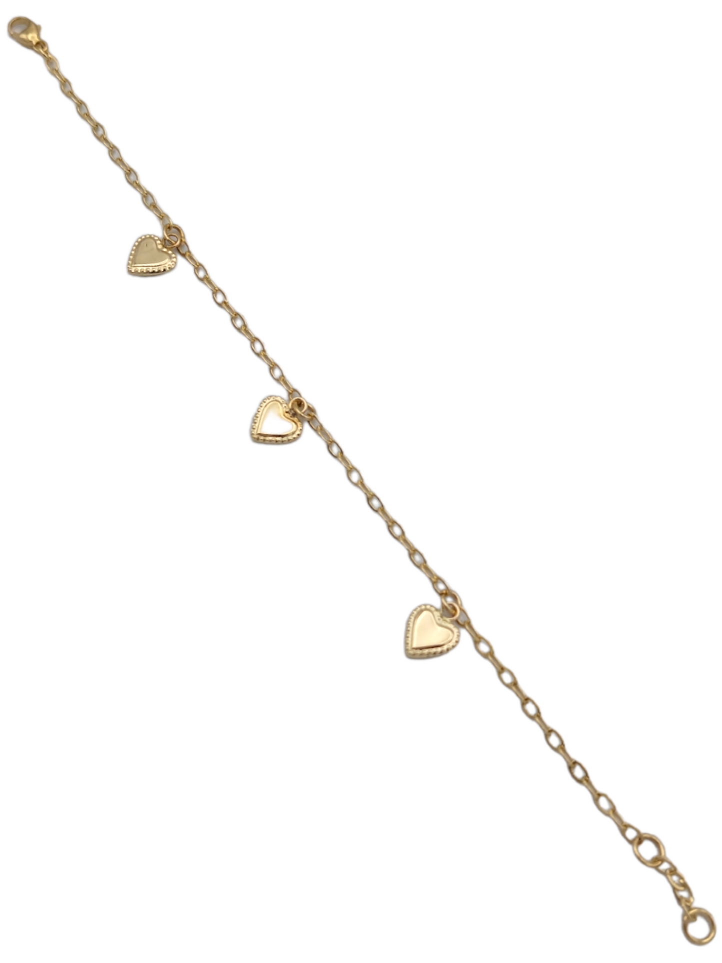 14k Dangling Hearts Children's Bracelet
