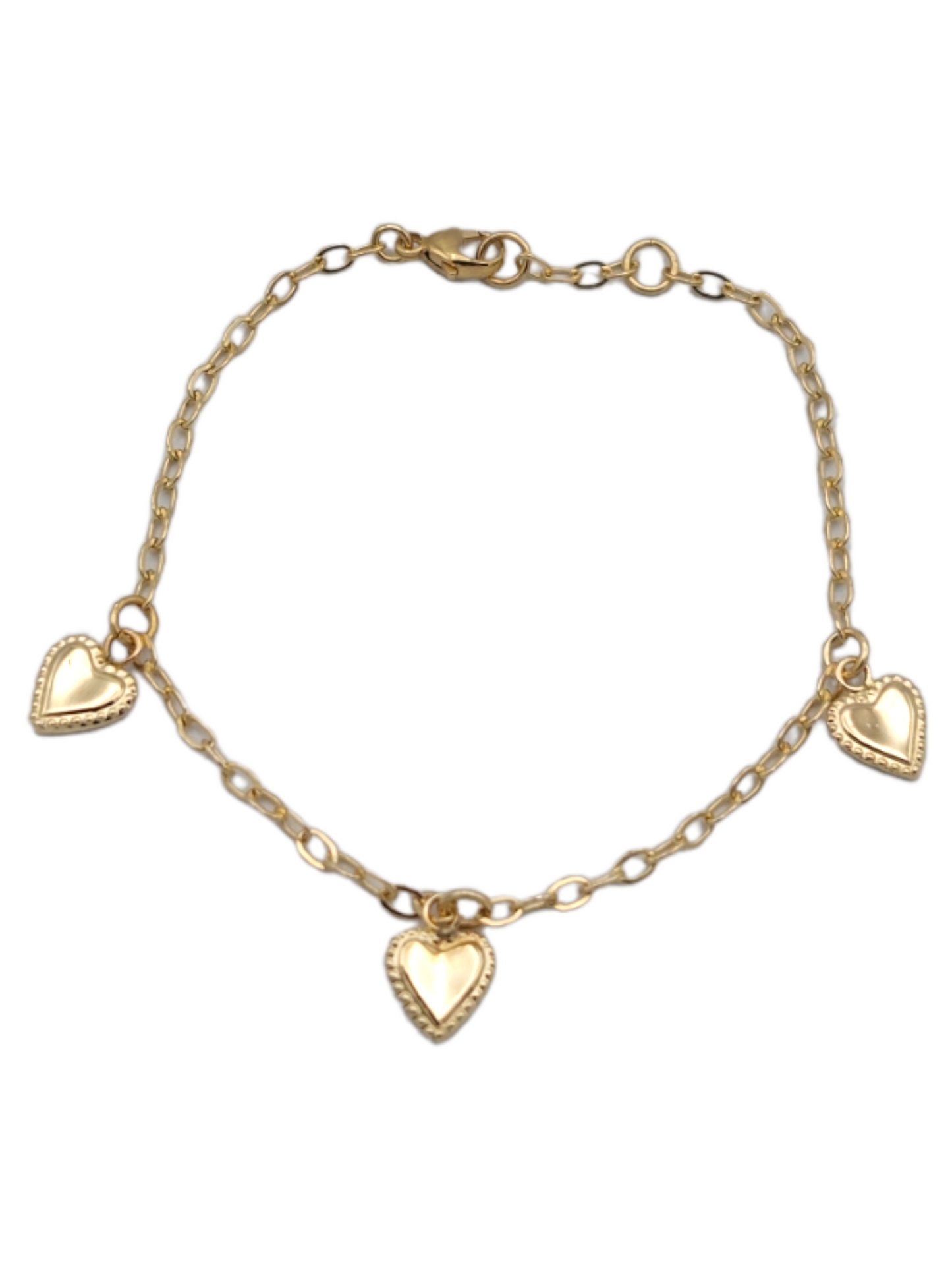 14k Dangling Hearts Children's Bracelet