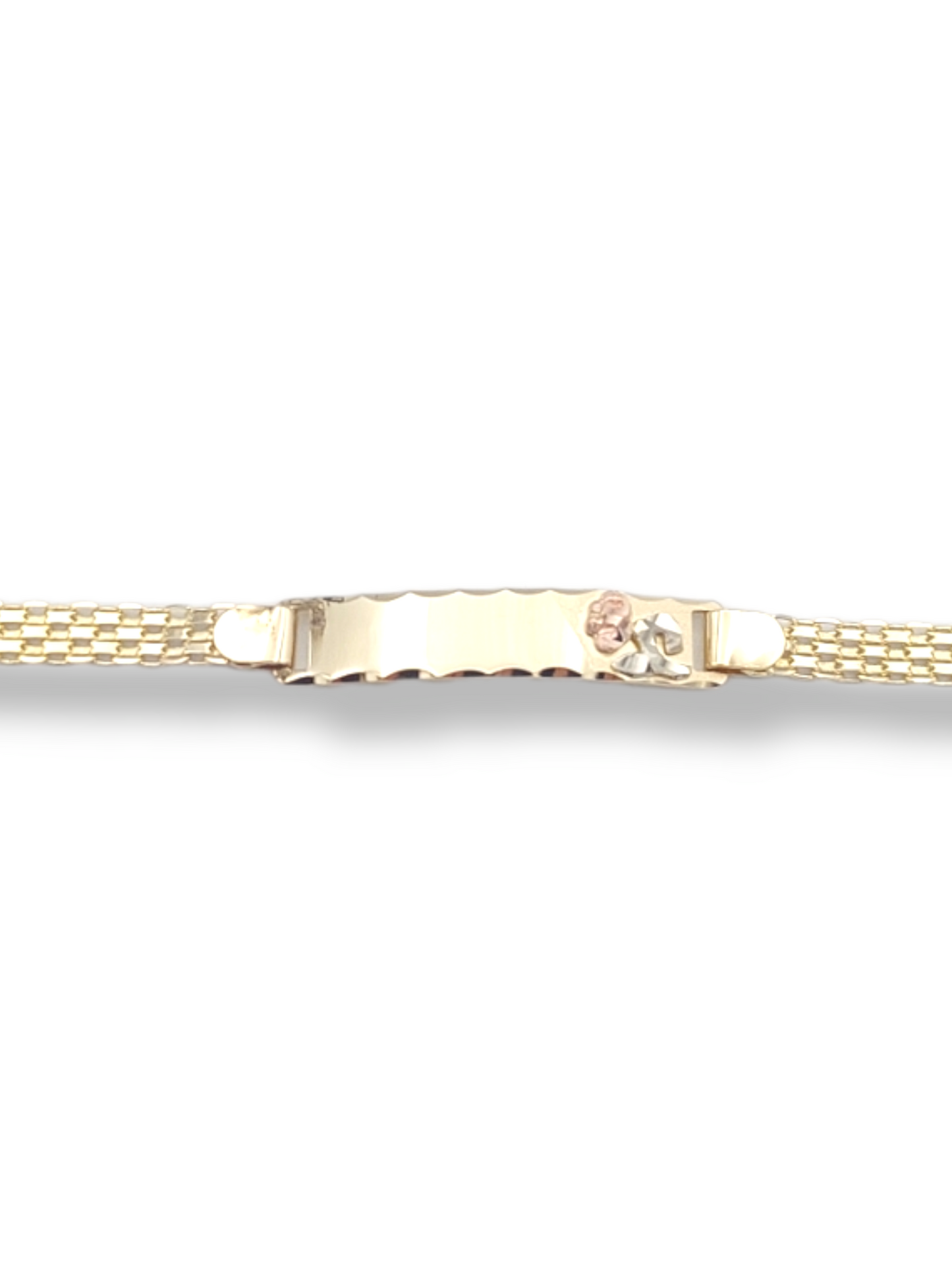 14k Bismark Link w/ Tri-Color Rose ID Bracelet