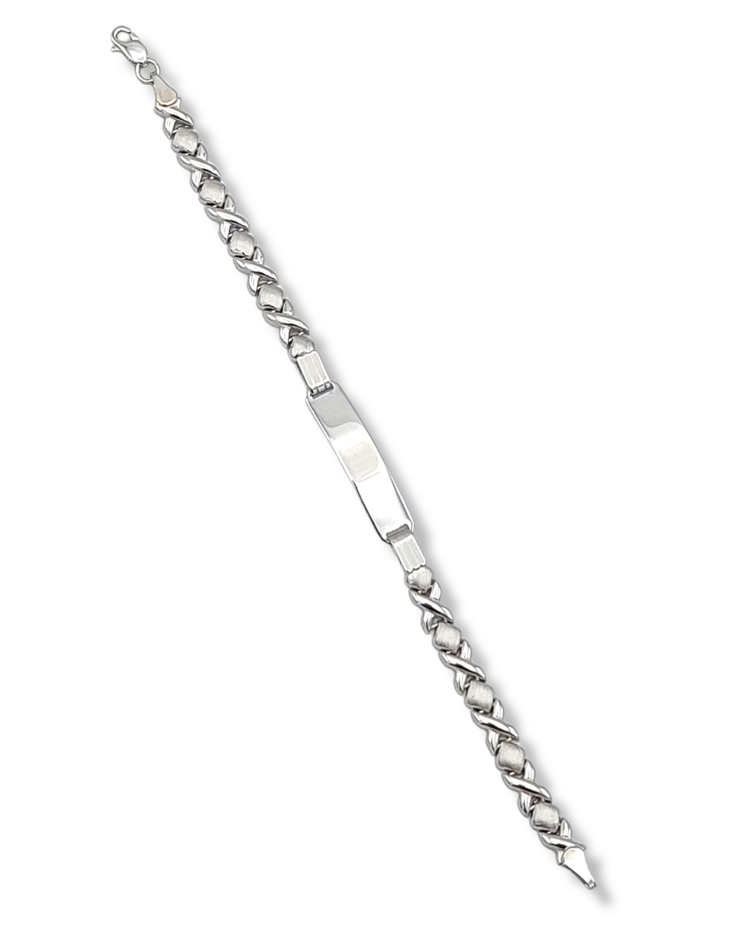 14k White Gold Children's X's & O's ID Bracelet